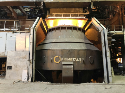 LD (BOF) converter modernized by Primetals Technologies at the steel works of the Chelyabinsk Metallurgical Plant (ChMK), part of the Mechel group in Chelyabinsk, Russia