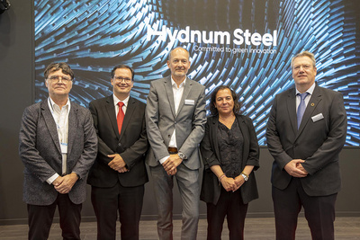 Representatives from Hydnum Steel and Primetals Technologies during the signing ceremony. From left to right: Eric Vitse, CTO at Hydnum Steel, Fernando Pessanha, CSO at Hydnum Steel, Andreas Viehböck, Head of Upstream Technologies at Primetals Technologies, Eva Maneiro, CEO at Hydnum Steel, and Norbert Petermaier, Executive Vice President, Sales at Primetals Technologies.