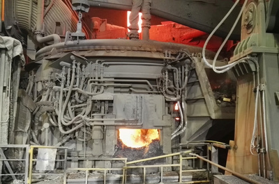 150-metric-ton twin electric arc furnace at Baosteel in Shanghai, China.