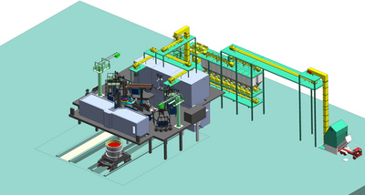 Computer-animated image of the twin ladle furnace from Primetals Technologies