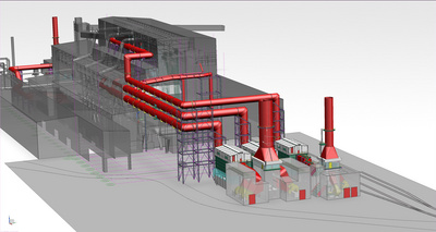 3D-image of secondary dedusting system for MMK