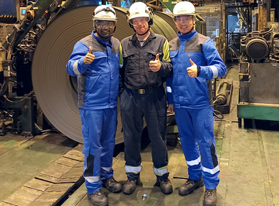 The first coil produced after the modernization of millstand No. 1 at SSAB Hämeenlinna.