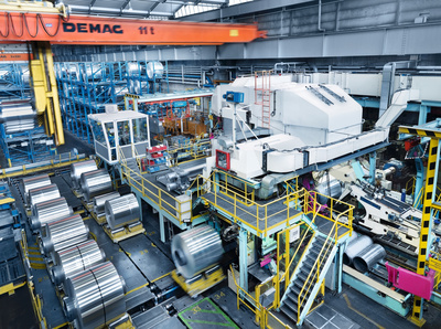 Four-high cold rolling stand at the AMAG rolling GmbH plant in Ranshofen, Austria. The plant is being modernized by Primetals Technologies. (Image courtesy AMAG rolling GmbH).